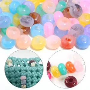 Detailed shot of colorful acrylic loose beads, spring color transparent abacus DIY jewelry charms