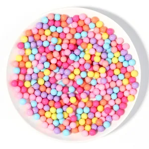 Perles Rondes En Acrylique Macaron Sans Trou Couleur Unie Plaquée Perles En Vrac Pour Bijoux Faits Main DIY Accessoires Décor Artisanat