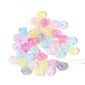 Colorful acrylic crackle beads detail view, perfect for DIY handmade bracelets and jewelry making.
