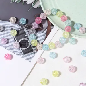 Colorful acrylic crackle beads transparent crackle round beads DIY handmade jewelry making.