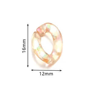 Cadena acrilica anillo abierto transparente color revestido DIY bolso gafas accesorios 16x12mm