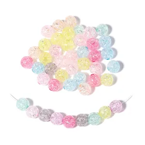 Colorful acrylic crackle beads for DIY handmade bracelets jewelry making loose beads wholesale