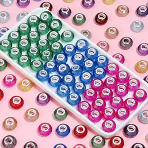 20pcs resin large hole beads faceted transparent flat beads DIY bracelet necklace craft supplies