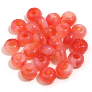 Acrylic red orange marbled transparent large hole beads for DIY handmade bracelet accessories