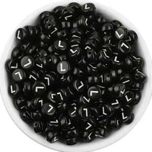 Acrylic black round letter L beads loose DIY bracelet jewelry making craft accessories