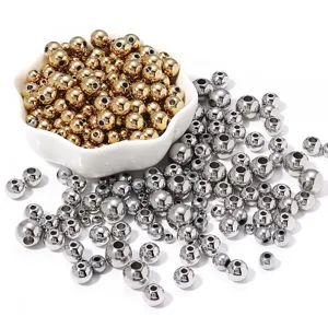 Perle rotonde in metallo galvanizzato in acciaio inox fai da te bracciale collana gioielli