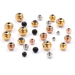 Perline tonde metalliche colorate in acciaio inossidabile per braccialetto gioielli DIY.