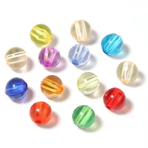 Colorful transparent acrylic round beads for DIY bracelet jewelry making and accessories craft.