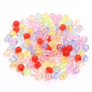Colorful transparent acrylic round beads for DIY bracelets and jewelry making accessories.
