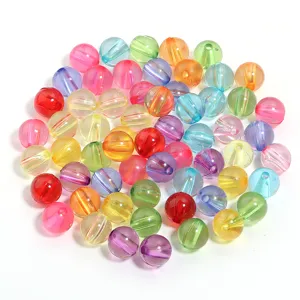 Colorful transparent acrylic round loose beads for DIY bracelets and jewelry making crafting.