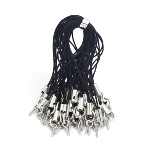 Sangles de téléphone tissées noires avec œillets métalliques, idéales pour les loisirs créatifs DIY.