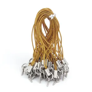 Cordons tressés dorés DIY avec œillets à vis argentés pour breloques et artisanat.