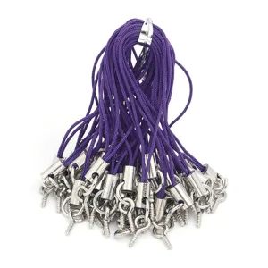 Lanière de téléphone DIY violette avec vis argentées, cordon accessoire tissé à la main.