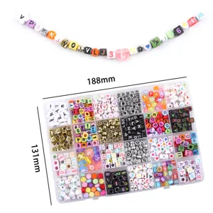 24-grid acrylic letter beads DIY handmade jewelry making kit with storage box for crafts.