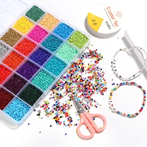 Boite de 24 grilles de rocailles colorees kit de fabrication de bijoux DIY artisanat