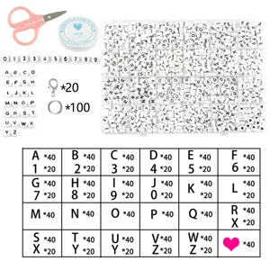 DIY 24-grid letter bead jewelry making kit with storage box, colorful beads and accessories