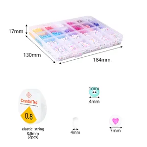 Ensemble de boîte de rangement de perles de lettres colorées DIY à 24 grilles avec cordon élastique
