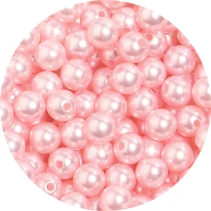 Pink ABS faux pearl beads round loose beads for DIY jewelry making accessories supply parts