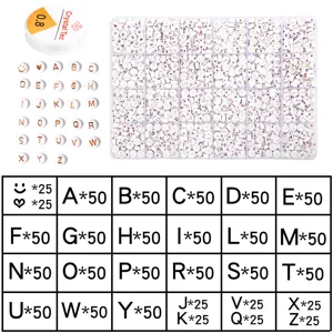 24 grid DIY letter beads kit with elastic cord, white acrylic alphabet beads for jewelry making