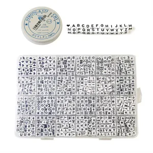 24 grid square letter beads kit with elastic string DIY handmade jewelry making accessories