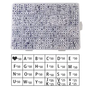 24 grid DIY letter bead storage box set with alphabet square beads for handmade jewelry craft.