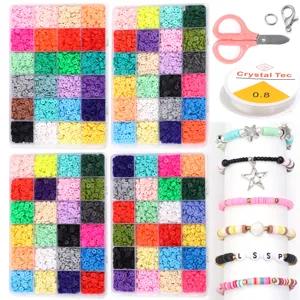 Polymer Clay Beads Acrylic Letter Beads DIY Necklace Bracelet Jewelry Making Kits Multicolor Heishi Beads Craft Supplies Set