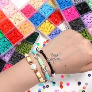 24 grid colorful polymer clay beads bracelet making kit DIY handmade jewelry accessories