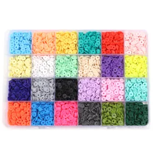 24 Grids Colorful Polymer Clay Beads Boxed DIY Handmade Bracelet Necklace Craft Supplies