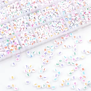 DIY alphabet letter beads set with 24-grid storage box for handmade jewelry making craft.