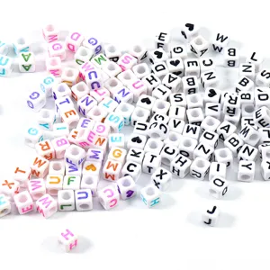 Colorful alphabet square beads kit for DIY handmade jewelry, bracelets and necklaces.