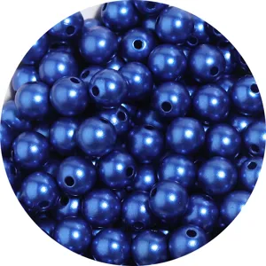 Blue ABS imitation pearl beads round loose beads for DIY jewelry making accessories 8mm.