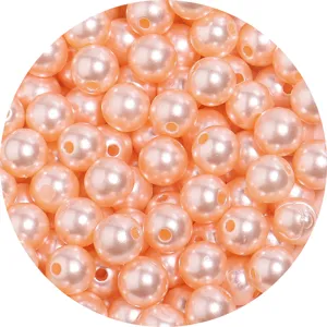 Peach ABS imitation pearl beads, straight hole round spacer beads for DIY jewelry making.