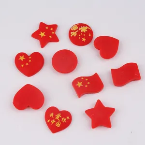 Resin DIY Charms Pentagram Heart Round Shape Red Patch For Phone Case Hair Clips Handmade Craft Materials Decorative Charms