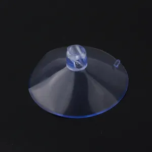 Clear suction cup detail showing transparent plastic material, mushroom head, and mounting hole.