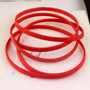 Red suede cord 5mm flat leather string for DIY handmade jewelry necklace bracelet crafts detail