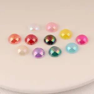 DIY acrylic rhinestones 10mm flatback cabochons colorful AB cat eye craft gems for jewelry making
