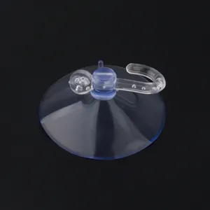 Transparent suction cup hook strong plastic mushroom head wall hanger detail view clear surface