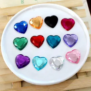 Bunte Acryl Strasssteine in Herzform 25mm flache Rückseite DIY Handwerk Edelsteine für Dekoration