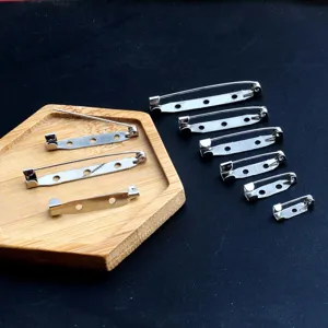 DIY handmade jewelry making accessories silver tone safety brooch pin backs set for crafts diy badge bases