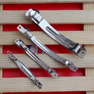 Metal spring hair clips for DIY bows and hair accessories, featuring multi-size options.