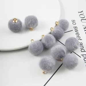 Grey fluffy ball charms for DIY earring jewelry making material handmade accessories pack