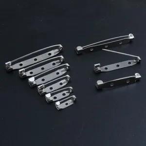 DIY Alloy Brooch Backs Safety Pins Silver Plated Pin Base Findings For Brooches Jewelry Making Handmade Craft Supplies Accessory