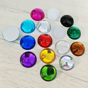 Epipedo akryliko cabochons 25mm me poikilia chromatwn strass gia DIY kataskeyes