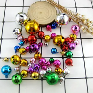 Colorful metal jingle bells bulk for DIY craft bracelets, anklets, pet collars and dance props.