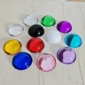 Strass en acrylique colorés à dos plat, cabochons de pierres précieuses semi-ronds lisses de 30mm.