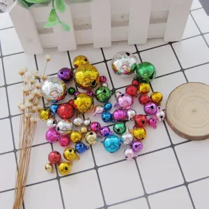 Colorful metal jingle bells for DIY bracelets, anklets, pet collars, and craft decoration.
