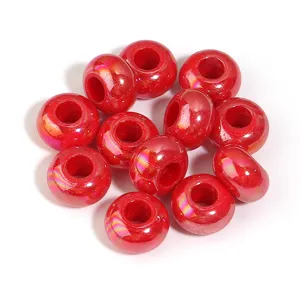 Red acrylic large hole beads shiny crackle spacer beads for DIY bracelets crafting accessories