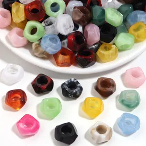 Close-up detail of colorful acrylic abacus large hole beads, transparent DIY bracelet spacer beads