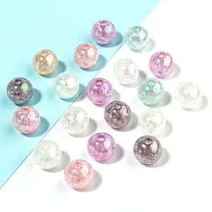 Colorful acrylic crackle beads transparent crackle round beads for DIY jewelry bracelet making