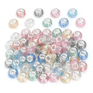 Colorful resin large hole beads glitter faceted spacer beads for DIY bracelets and necklaces